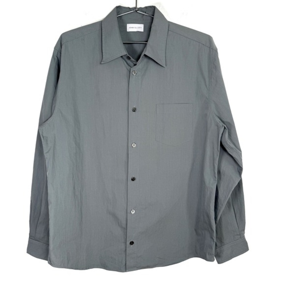 JOHN ELLIOTT Long Sleeve Button Down Shirt Men's Size 2 Made In Japan Gray